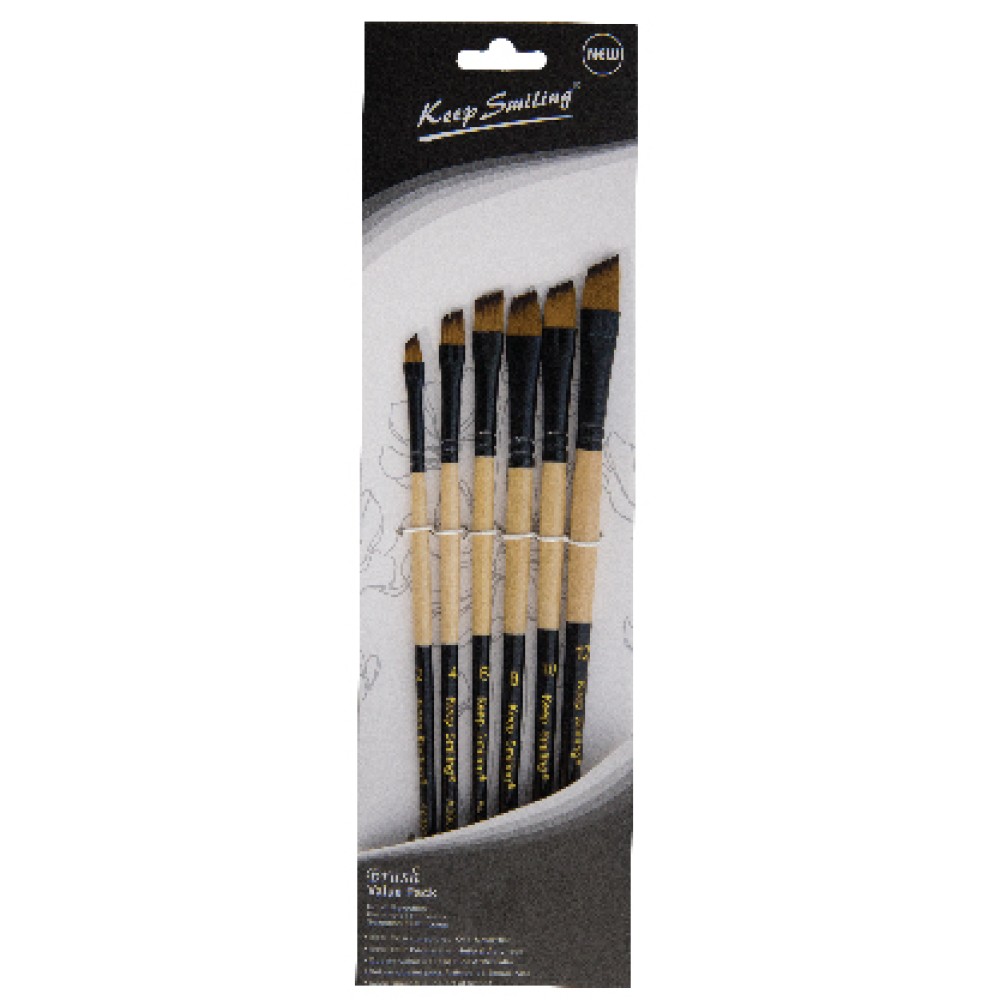 angled Paint Brush pack of 6 | Keep Smiling