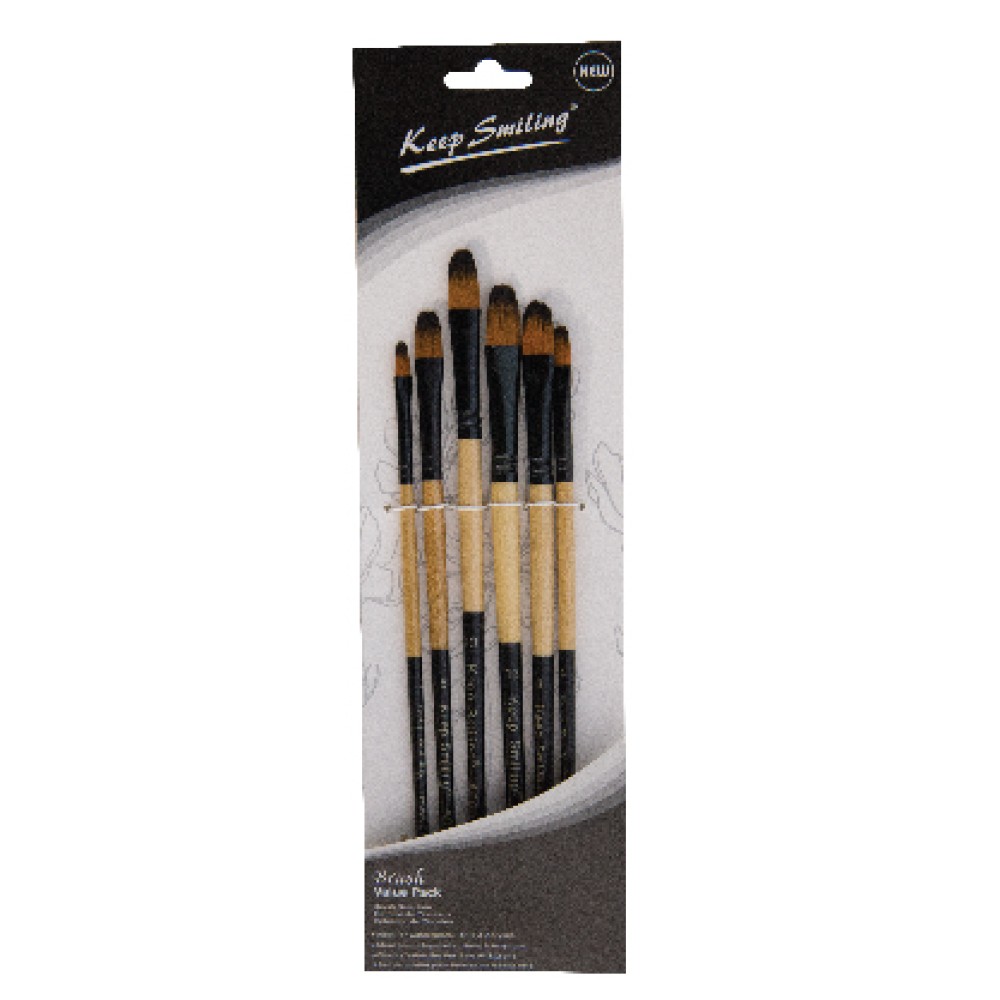 Round Paint Brush Pack Of 6 | Keep Smiling