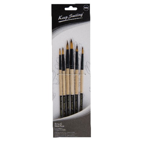 pointed round Paint Brush Pack Of 6 | Keep Smiling