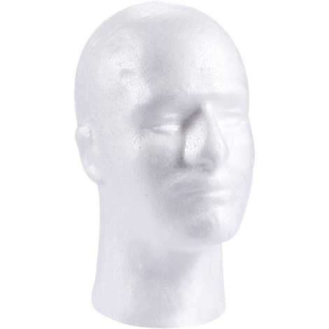 Craft Foam Head - Male Mannequin  White Polystyrene Foam