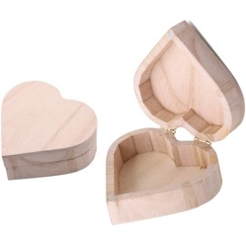 Wood Box Heart Shape Un-painted