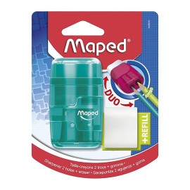 Maped Connect, The 2 in 1 Eraser / 2 Hole Pencil Sharpener with Eraser Refill