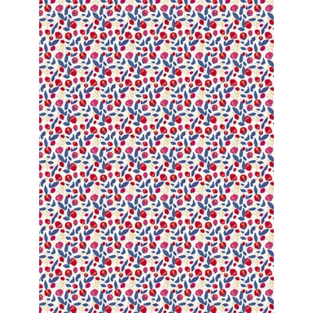 1 Sheets of Decopatch Paper No. 789, Metallic Red and Blue Flowers