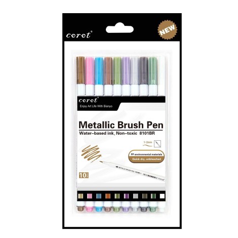 Metallic Brush Marker Pens set of 10 | Corot