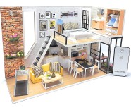 DIY Miniature Dollhouse Kit with Remote Control - Tiny House Building Kit