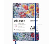 Clairefontaine CELESTE Leather Soft Cover A5 Lined Notebook Multicolored Flowers