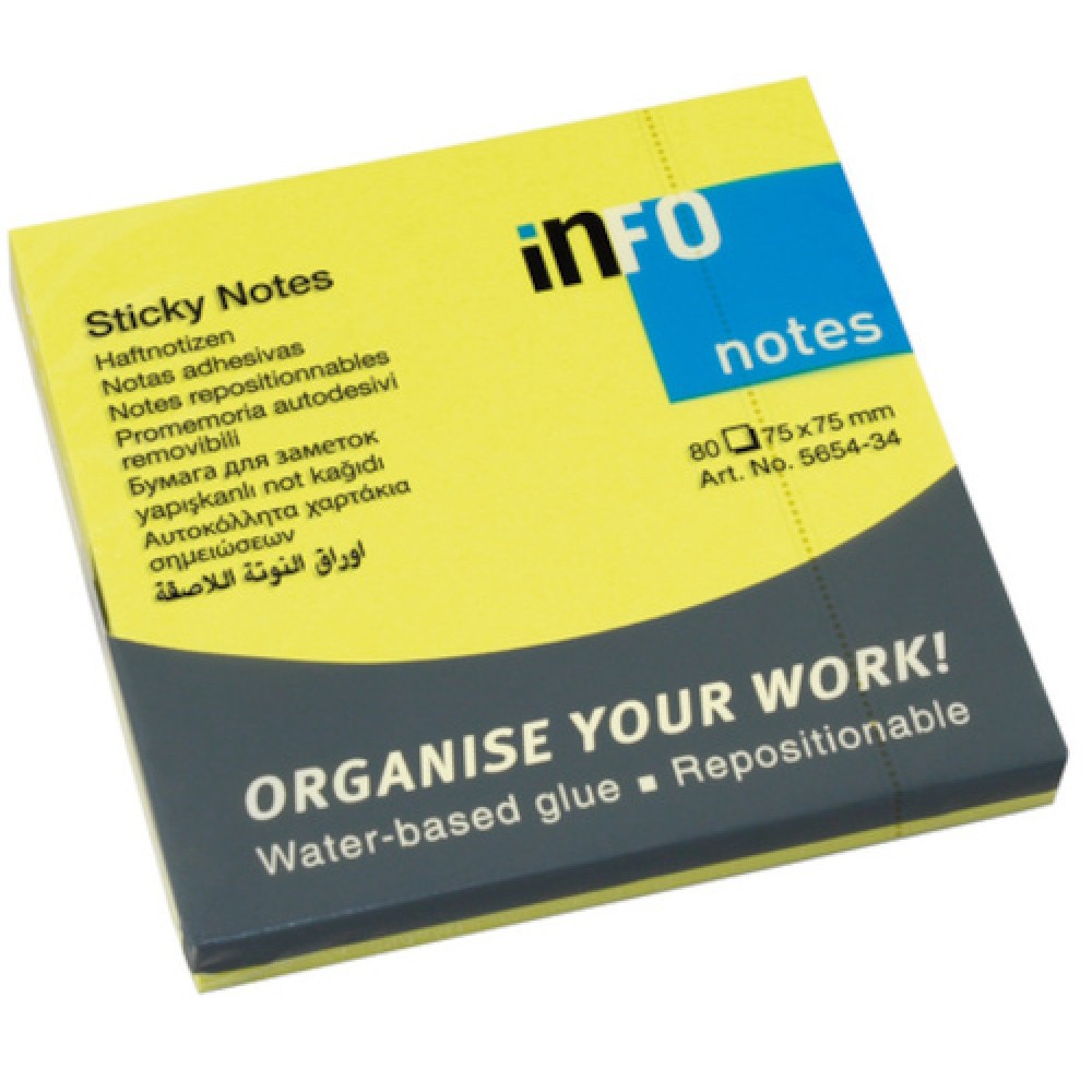 Info Notes memo notes 76 x 76 mm paper yellow 80 pcs