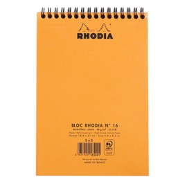 Rhodia Bloc No. 16 Notepad 14.8 x 21 cm Orange, Squared Spiral