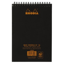 Rhodia Bloc No. 16 Notepad 14.8 x 21 cm Black, Lined Spiral