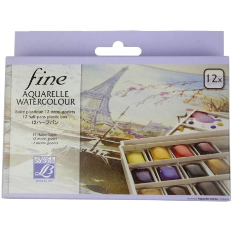Fine Watercolour Paint Set 12 Colours | Lefranc & Bourgeois