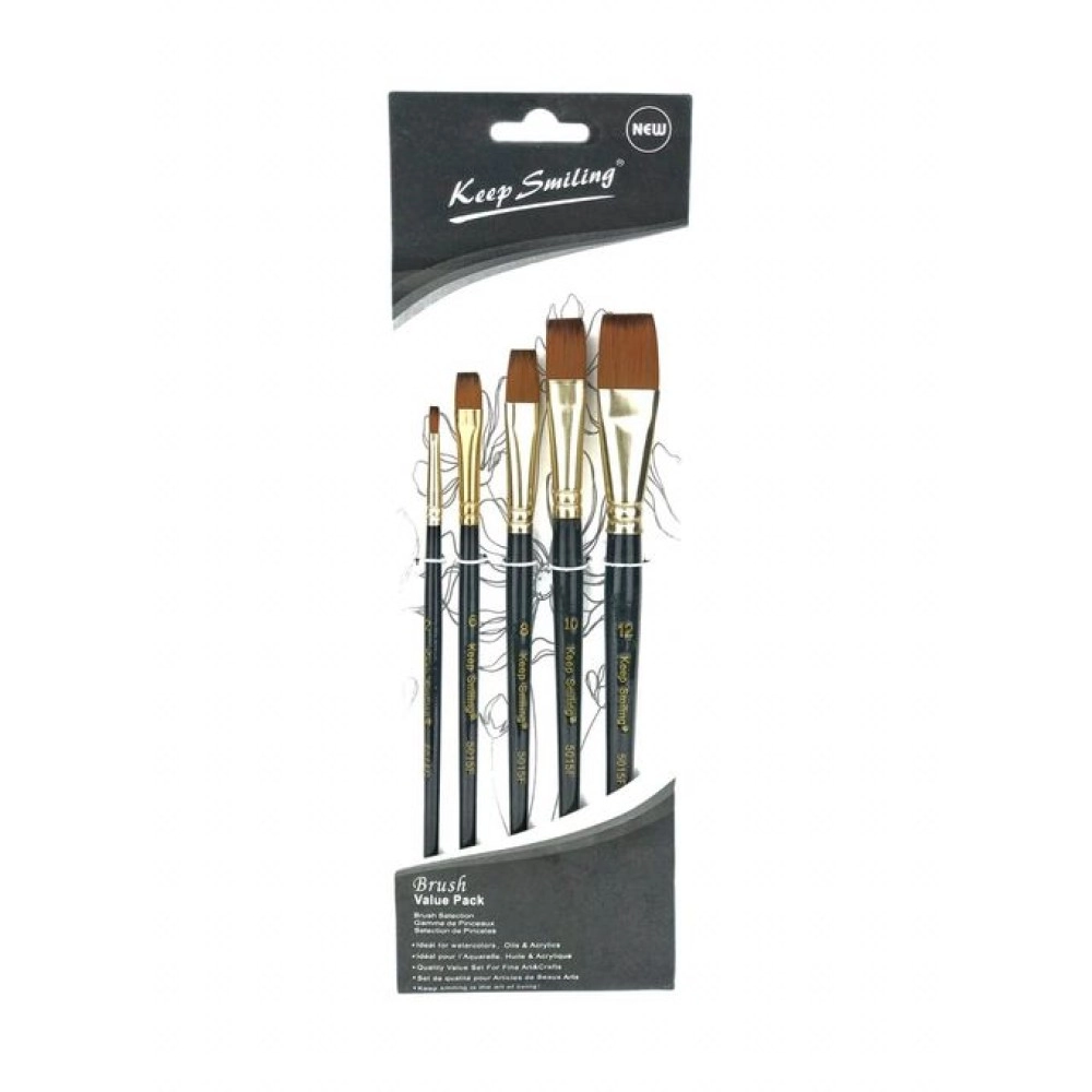 Flat Paint Brush Pack of 5 | Keep Smiling