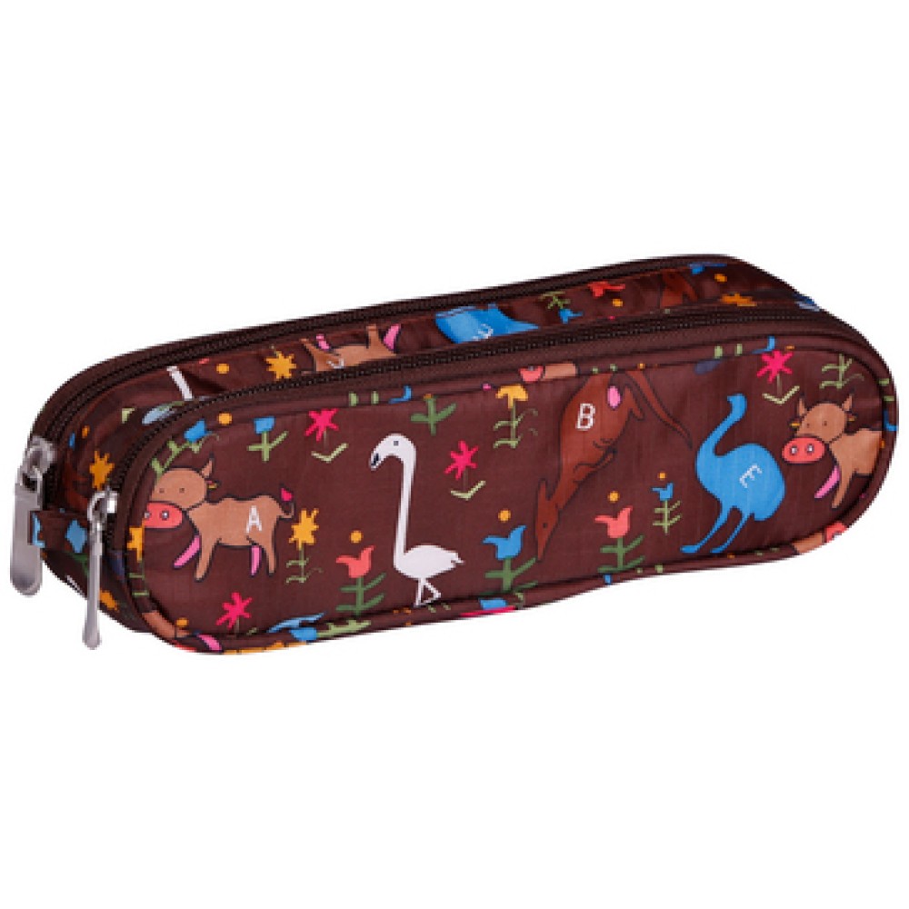 brown pencil cases Rectangular 2 zips | Clairefontaine