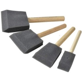 Foam Brush Set Wooden Handle Sponge Painting Craft Glue Varnish Application 4 Pcs