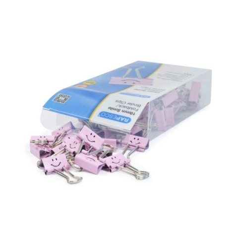 Pink Smiley Foldback Binder Clips | Rapesco