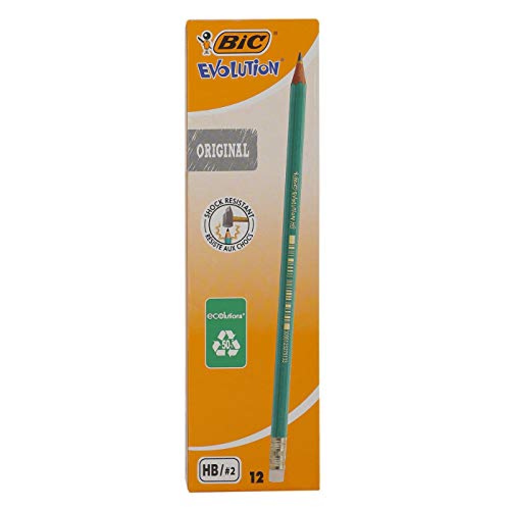 BIC Evolution HB Graphite Pencils with Eraser 12