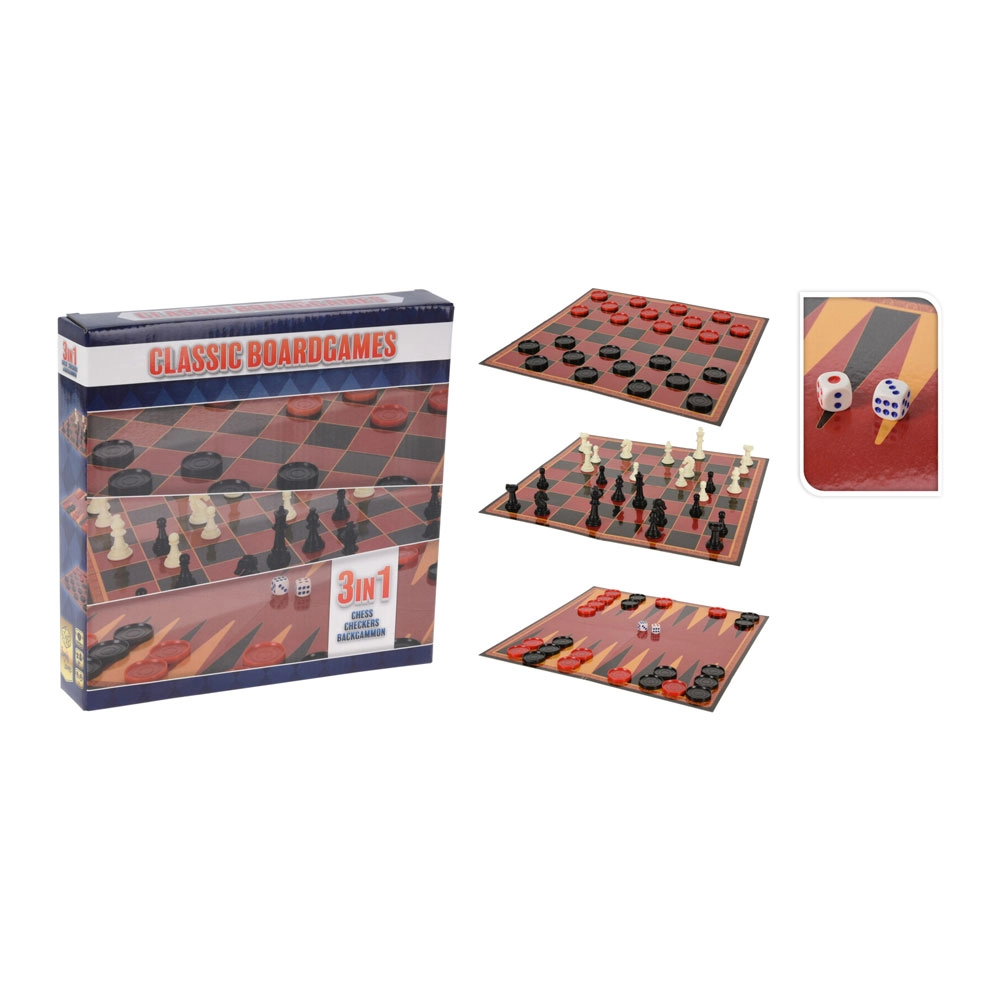 Chess, Checkers & Backgammon Set - Product Image