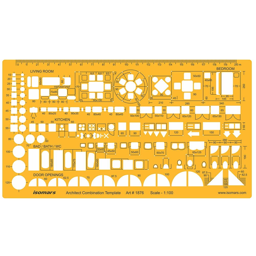 1:100 Scale Architect Combination Template | Isomars - Product Image