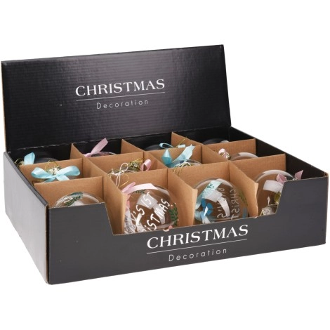 Baby Text Christmas Balls 80mm | Koopman