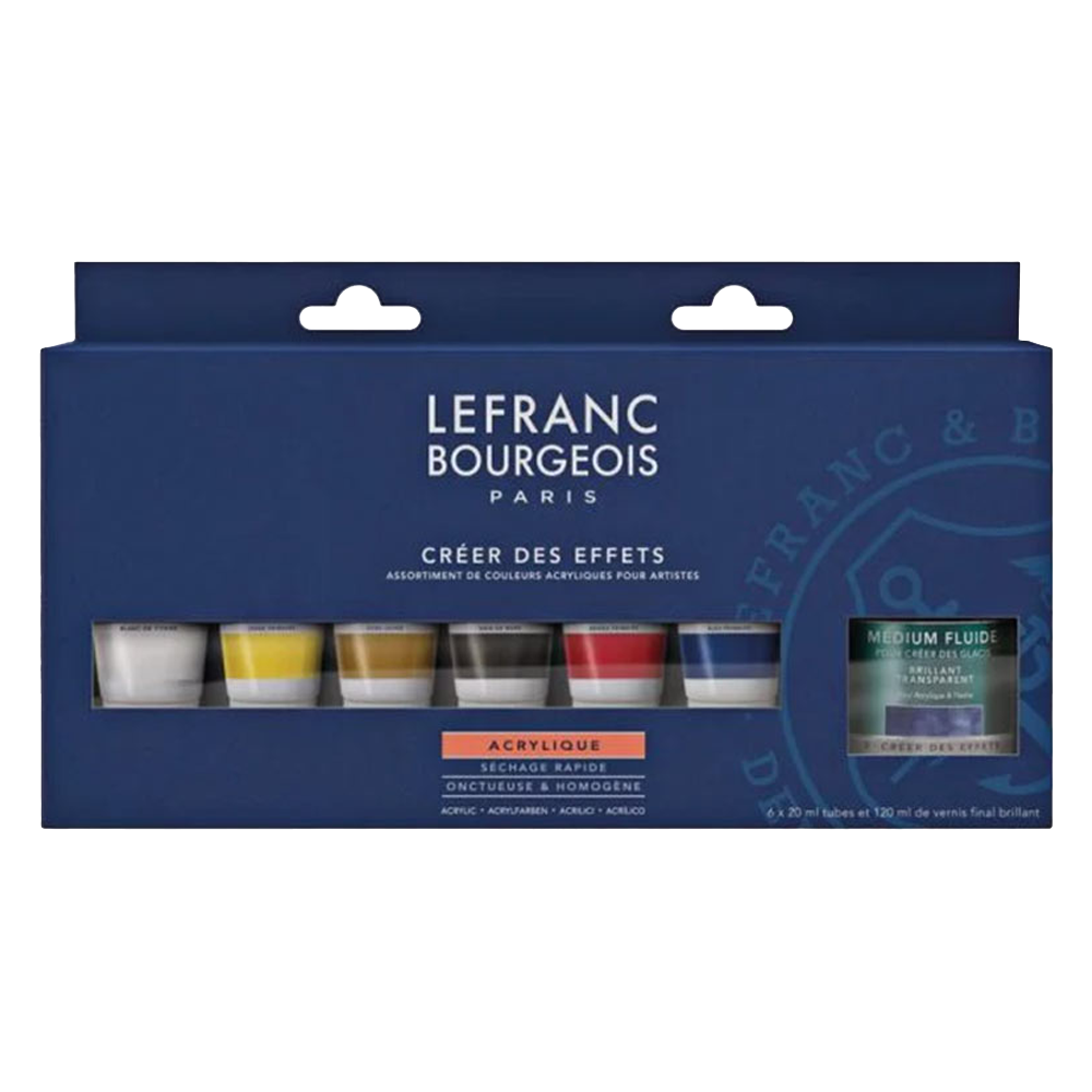 Acrylic Colors Set Of 6 + Fluid Medium | Lefranc & Bourgeois - Product Image