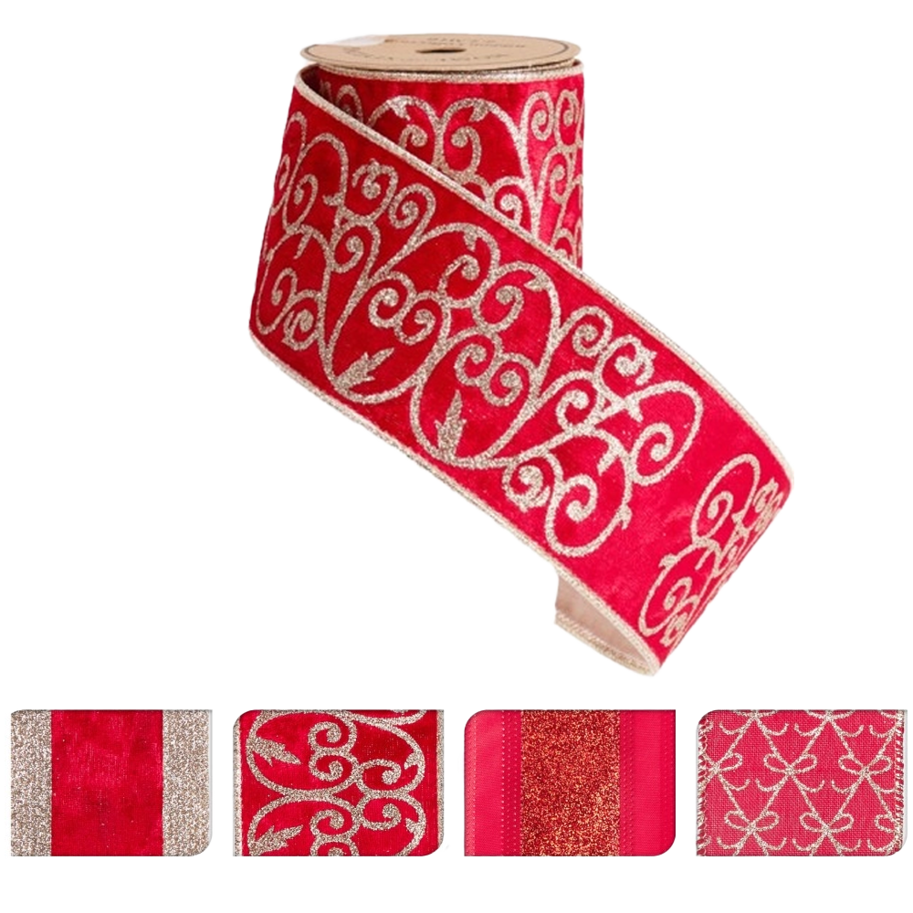 Decorative Red & White Ribbon | Koopman - Product Image