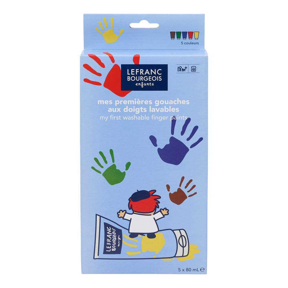 Washable Finger Paints Set 5x80ml | Lefranc & Bourgeois - Product Image