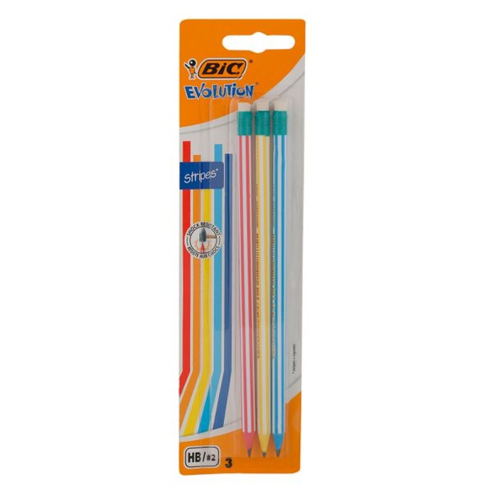 Bic Evolution Stripes Pencils 3 pack